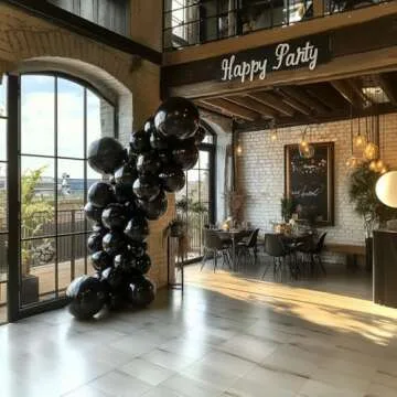 Bezente Black Balloons Latex Party Balloons - 100 Pack 12 inch Round Helium Balloons for Black Themed Wedding Graduation Anniversary Birthday Party Backdrop Decorations