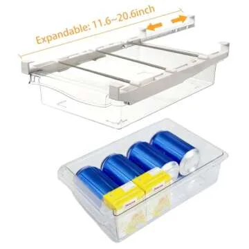 URALFA 2 Pack Fridge Drawer Organizer, Refrigerator Drawers for Fruit and Vegetable, Refrigerator Organization and Storage Box, Transparent Pull Out Drawer Fit for Fridge Shelf Under 1.1"