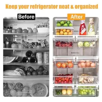 URALFA 2 Pack Fridge Drawer Organizer, Refrigerator Drawers for Fruit and Vegetable, Refrigerator Organization and Storage Box, Transparent Pull Out Drawer Fit for Fridge Shelf Under 1.1"