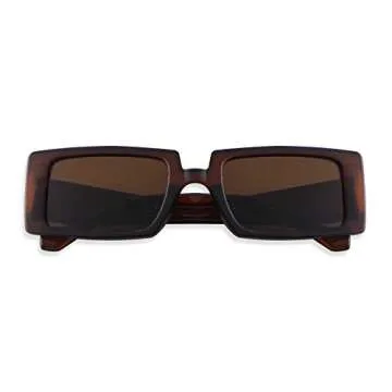 GIFIORE Trendy Rectangle Sunglasses for Women Mens Retro Cool 90s Vintage Fashion Narrow Square Frame UV400 Protection (Brown)