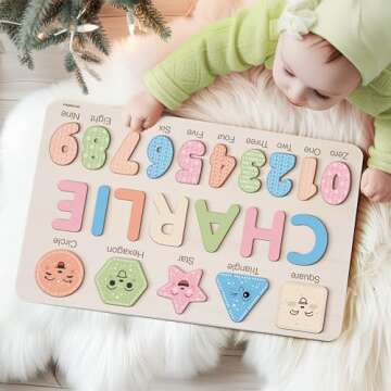 Personalized Name Puzzle with Numbers and Shapes, Name Puzzle for Kids, Custom Birthday Gift for Kid...