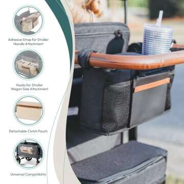WONDERFOLD Parent Console with 4 Cup Holders and Storage