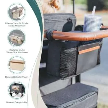 WONDERFOLD Parent Console with 4 Cup Holders and Storage