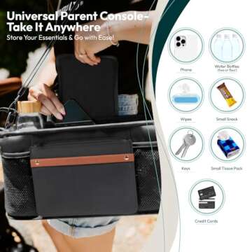 WONDERFOLD Parent Console with 4 Cup Holders and Storage