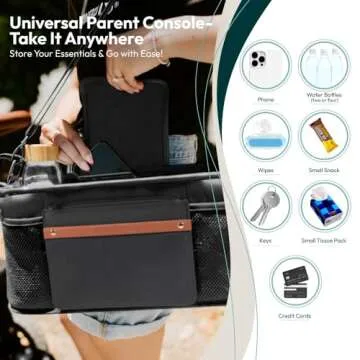 WONDERFOLD Parent Console with 4 Cup Holders and Storage
