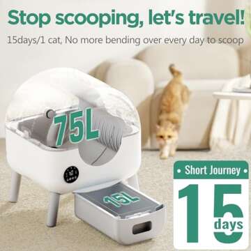 Self Cleaning Litter Box - Automatic Cat Litter Box self Cleaning, with 1 Roll Trash Bags and Mat, Small-White