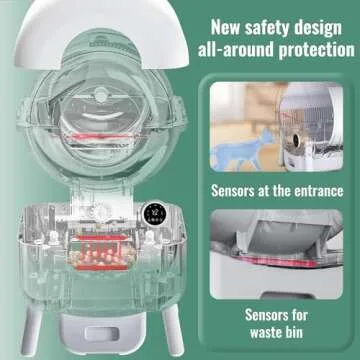 Self Cleaning Litter Box - Automatic Cat Litter Box self Cleaning, with 1 Roll Trash Bags and Mat, Small-White