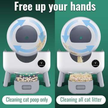 Self Cleaning Litter Box - Automatic Cat Litter Box self Cleaning, with 1 Roll Trash Bags and Mat, Small-White