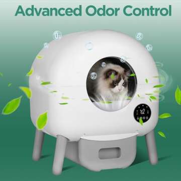 Self Cleaning Litter Box - Automatic Cat Litter Box self Cleaning, with 1 Roll Trash Bags and Mat, Small-White