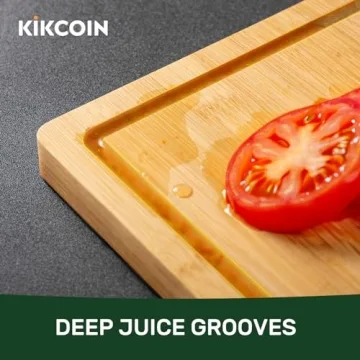 Eco-Friendly Bamboo Cutting Board with Juice Groove and Handle
