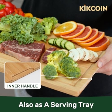 Eco-Friendly Bamboo Cutting Board with Juice Groove and Handle
