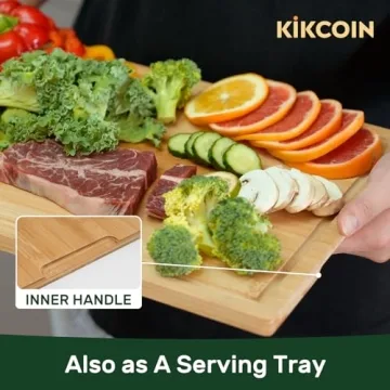 Eco-Friendly Bamboo Cutting Board with Juice Groove and Handle