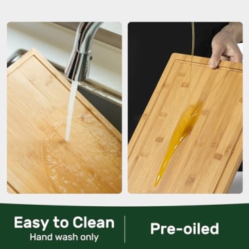Eco-Friendly Bamboo Cutting Board with Juice Groove and Handle