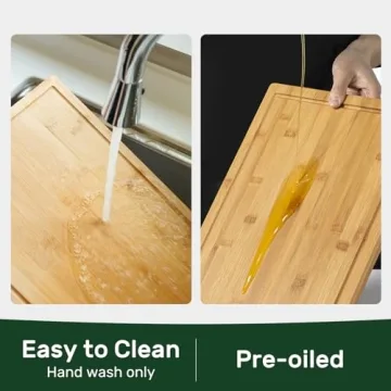 Eco-Friendly Bamboo Cutting Board with Juice Groove and Handle