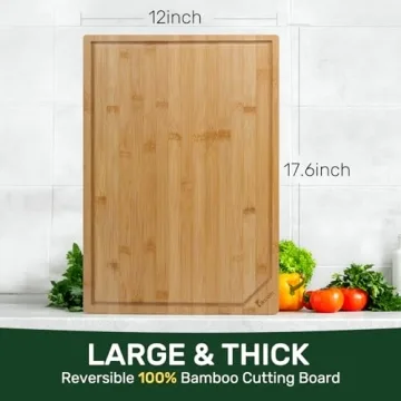 Eco-Friendly Bamboo Cutting Board with Juice Groove and Handle