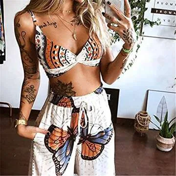 Women's Boho Summer Outfits | Floral Crop Tops & Palazzo Pants