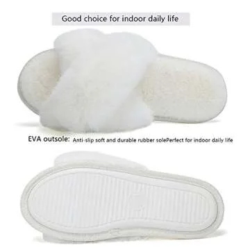 Fuzzy Cross Band Slippers for Women - Cozy & Stylish Slippers