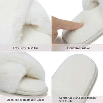 Fuzzy Cross Band Slippers for Women - Cozy & Stylish Slippers