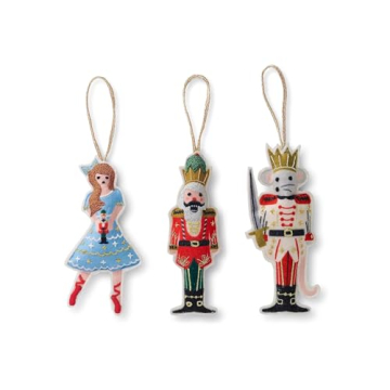RIFLE PAPER CO. Nutcracker Felt Ornaments, Set of 3 for Holiday Décor and Gift