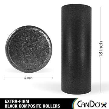 CanDo Black Composite High-Density Foam Rollers for Muscle Restoration Massage Therapy Sport Recover...