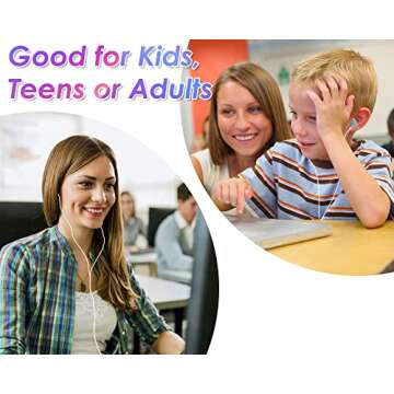 QIDAIZUOEN 60 Packs Earbuds Bulk Classroom Headphones Wired in Ear Disposable Student Earphones Multiple Colors Individually Wrapped for School Travel or Home Use