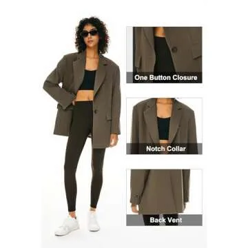 Orolay Women's Long Sleeve Work Blazer Casual Lightweight Open Front Jacket Oversized Office Summer Suit Brown Medium