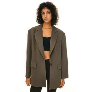 Orolay Women's Long Sleeve Work Blazer Casual Lightweight Open Front Jacket Oversized Office Summer Suit Brown Medium