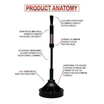 ZV-TEE Baseball Tee with LED Lights and Adjustable Height