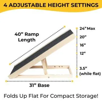 Alpha Paw Pawramp - The Original Dog Ramp for Couch & Bed - Foldable & Portable Dog Ramps for Small & Large Dogs (up to 80 lbs), 4 Adjustable Heights, Senior Dog Ramp, Natural Finnish Wood