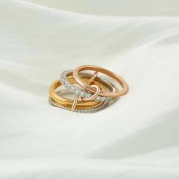 Bopiu Gold Stackable Rings for Women Non Tarnish, Dainty Stackable CZ Cubic Zirconia 18k Gold Plated Rings, Gold Knuckle Women Rings Set (Gold, 7)