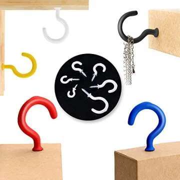 Swpeet 100Pcs White 6 Sizes Cup Hooks Assortment Kit, Vinyl Coated Ceiling Cup Hooks Screw Hooks Mug Hooks Holder for Home, Office and Workplace - 1/2", 5/8",3/4",7/8",1'',1-1/4" (White)