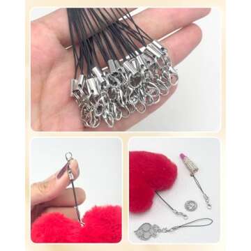 MKCYD Phone Charms Strap with Lobster Clasp Cords Lanyard Straps,Lariat Lanyard Charms Pendant Clasp Cords for Cell Phone USB Keychains DIY Jewelry Accessories