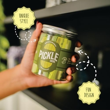 POPCRAZE Pickle Socks in a Jar 2 Pairs. One Size Fits Most. Novelty Food Socks. Comfortable and Breathable Pickle Jar Sock for Birthday, Christmas, Gift Ideas for Men and Women.