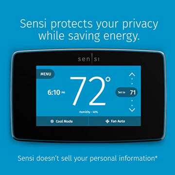 Emerson Sensi Touch Wi-Fi Smart Thermostat with Touchscreen Color Display, Works with Alexa, Energy Star Certified, C-wire Required, ST75 Black 5.625" x 3.4" x 1.17"
