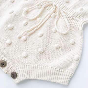 Simplee kids Baby Girl Kint Rompers Fall Sleeveless Pompoms Baby Girl Rompers 18-24 Months Little Girl White Overall Jumpsuit Outfit