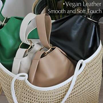 Chic Vegan Leather Hobo Clutch Purse for Women
