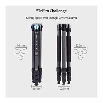 SIRUI ST-124+VA-5 Carbon Fiber Tripod with Fluid Video Head, Triangular Centre Column, Waterproof,4 Sections, 62.2inch, Load 6.61lbs