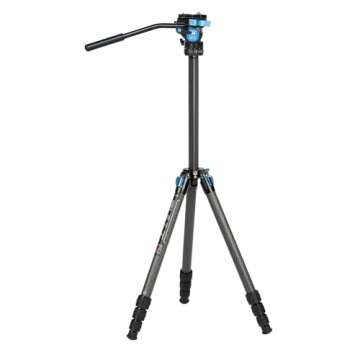 SIRUI ST-124+VA-5 Carbon Fiber Tripod with Fluid Video Head, Triangular Centre Column, Waterproof,4 Sections, 62.2inch, Load 6.61lbs