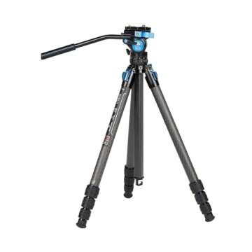 SIRUI ST-124+VA-5 Carbon Fiber Tripod with Fluid Video Head, Triangular Centre Column, Waterproof,4 Sections, 62.2inch, Load 6.61lbs