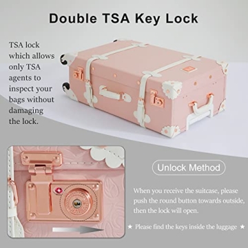 Vintage Luggage Set 26"+20"+12" Cute Travel Bags