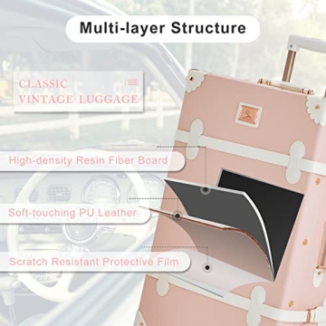 Vintage Luggage Set 26"+20"+12" Cute Travel Bags