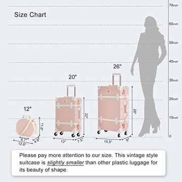 Vintage Luggage Set 26"+20"+12" Cute Travel Bags