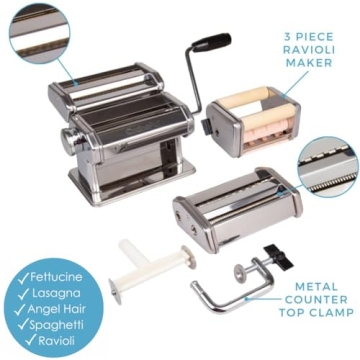 CucinaPro Pasta Maker Deluxe Set 5 pc – Premium Pasta Machine