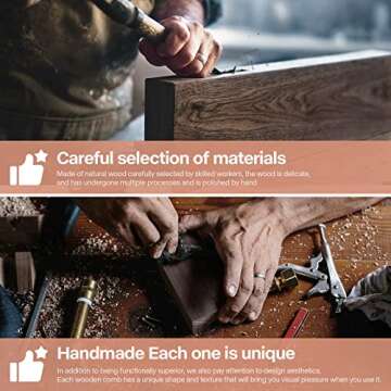 Nehzgnauh Wide Tooth Comb for Men and Women,Wooden Massage Comb Anti Static Electricity and Frizz,Detangling Hair Comb for Curly Straight Long Hard Hair (Large, Black-brown)