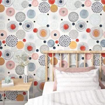 Wallderful Peel and Stick Wallpaper Boho Modern Art Deco Geometric Wallpaper for Bedroom Removable S...