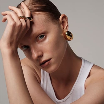 Chunky Gold Hoop Earrings Women Lightweight Hypoallergenic