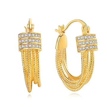 Chunky Gold Hoop Earrings for Women, 18k Gold Plated Trendy Chunky Gold Hoops, Hypoallergenic Fashio...