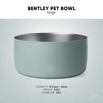 Simple Modern Stainless Steel Pet Water Bowl for Dogs & Cats | Reusable Insulated Stainless Steel Food Bowls for Dog Cat | No Tip No Slip BPA Free | Bentley Collection | Large (64oz) | Almond Birch