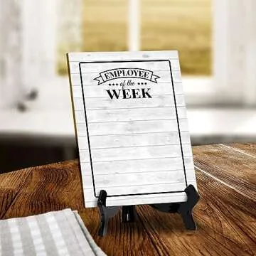 Signs ByLITA Employee of the Week Dry Wipe | Versatile | eco-friendly signs with easy-to-clean surface | Perfect for menus, reservations, and more | Sleek design for any setting | 6x8" Office Table Sign With Easel