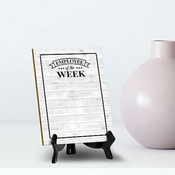 Signs ByLITA Employee of the Week Dry Wipe | Versatile | eco-friendly signs with easy-to-clean surface | Perfect for menus, reservations, and more | Sleek design for any setting | 6x8" Office Table Sign With Easel